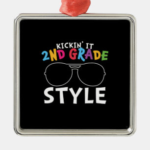 2nd Grade Teacher 2nd Grade Style Metal Ornament