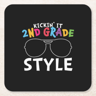 2nd Grade Teacher 2nd Grade Style Square Paper Coaster