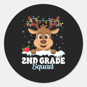 2nd Grade Teacher Christmas Second Grade Squad Rei Classic Round Sticker