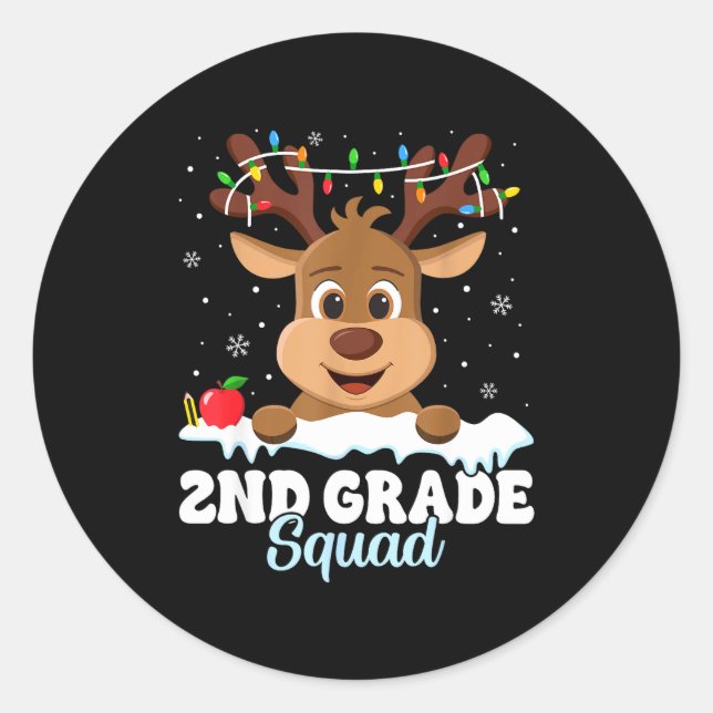2nd Grade Teacher Christmas Second Grade Squad Rei Classic Round Sticker (Front)
