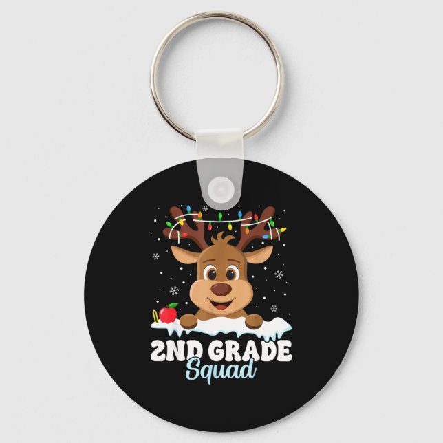 2nd Grade Teacher Christmas Second Grade Squad Rei Keychain (Front)