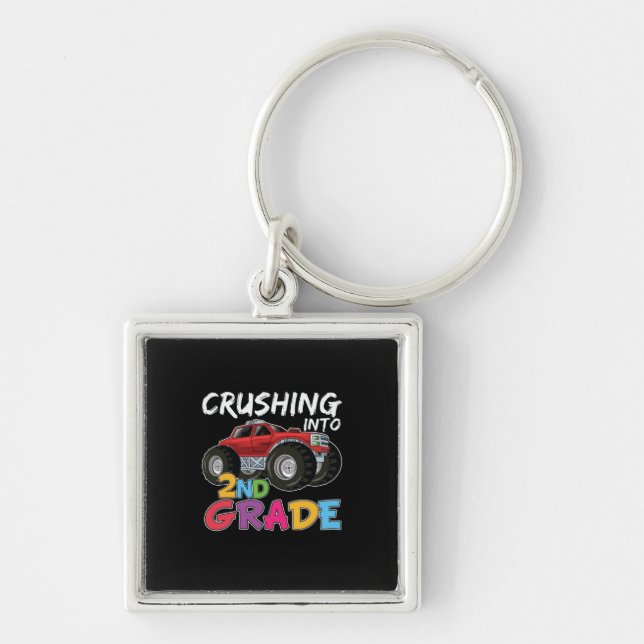2nd Grade Teacher Crushing Into 2nd Grade Keychain (Front)