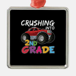 2nd Grade Teacher Crushing Into 2nd Grade Metal Ornament