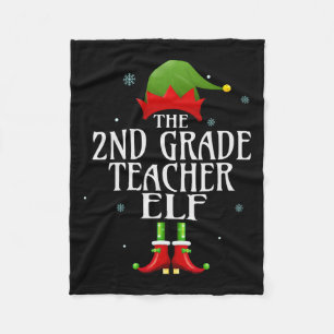 2nd Grade Teacher Elf Xmas Matching Family Group C Fleece Blanket
