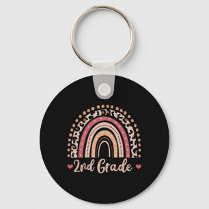 2nd Grade Teacher Fun Rainbow Lover Back To School Keychain