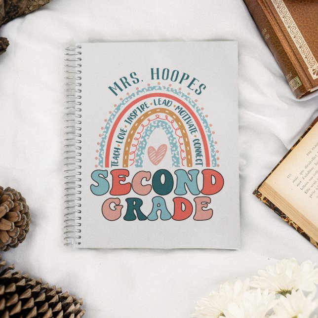 2nd Grade Teacher Gift Hardcover Rainbow Spiral Notebook (Creator Uploaded)