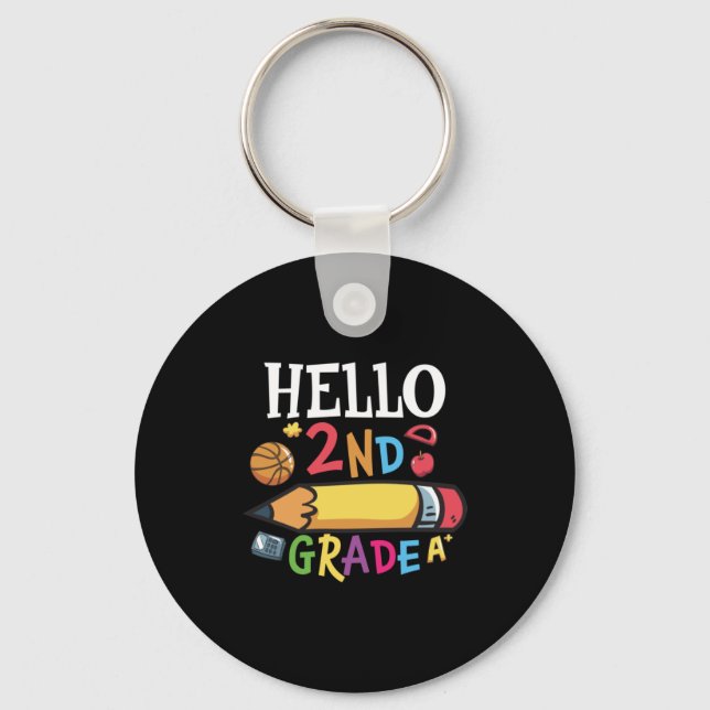 2nd Grade Teacher Hello 2nd Grade Pencil Keychain (Front)