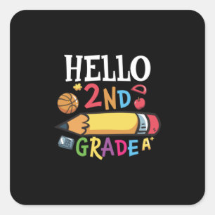 2nd Grade Teacher Hello 2nd Grade Pencil Square Sticker