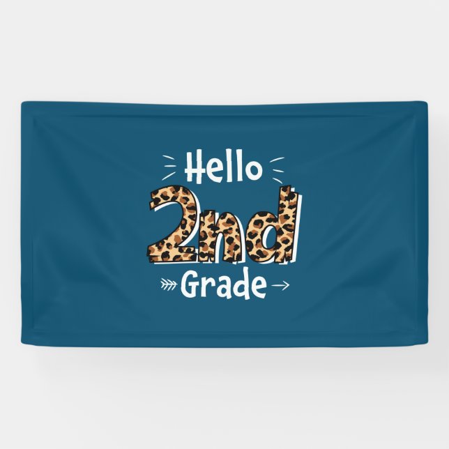 2nd Grade Teacher Hello Leopard 2nd Grade Banner (Horizontal)