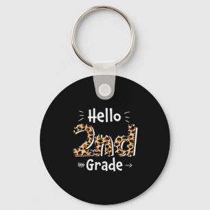 2nd Grade Teacher Hello Leopard 2nd Grade Keychain