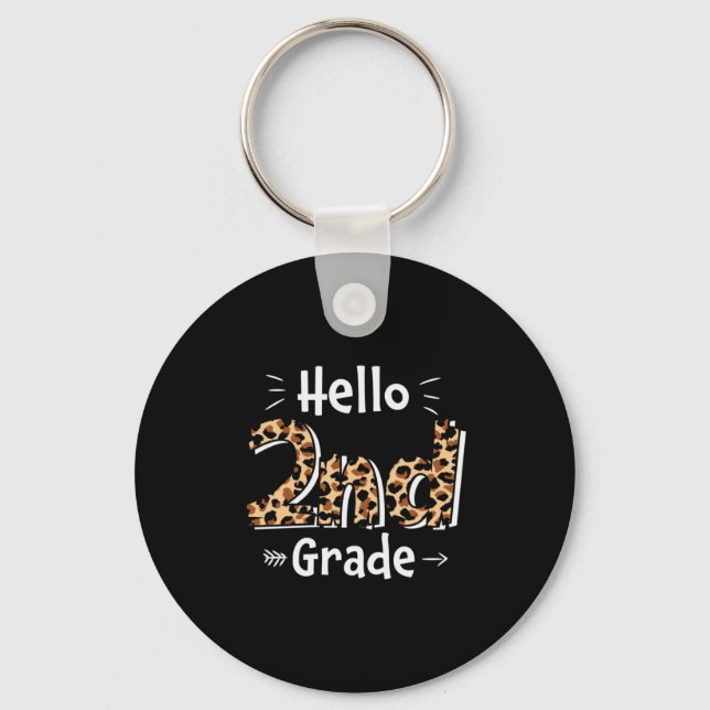 2nd Grade Teacher Hello Leopard 2nd Grade Keychain (Front)