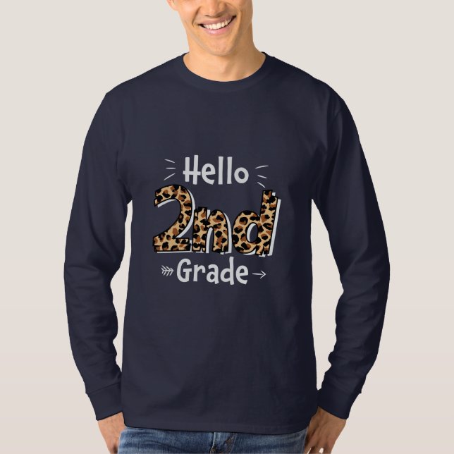 2nd Grade Teacher Hello Leopard 2nd Grade T-Shirt (Front)