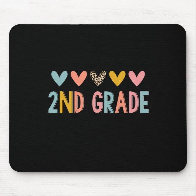 2nd Grade Teacher Leopard Hearts Ck To School  Mouse Pad (Front)