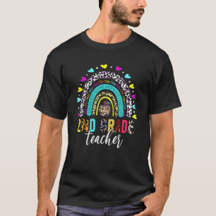 2nd Grade Teacher Leopard Rainbow Teacher Back To T-Shirt