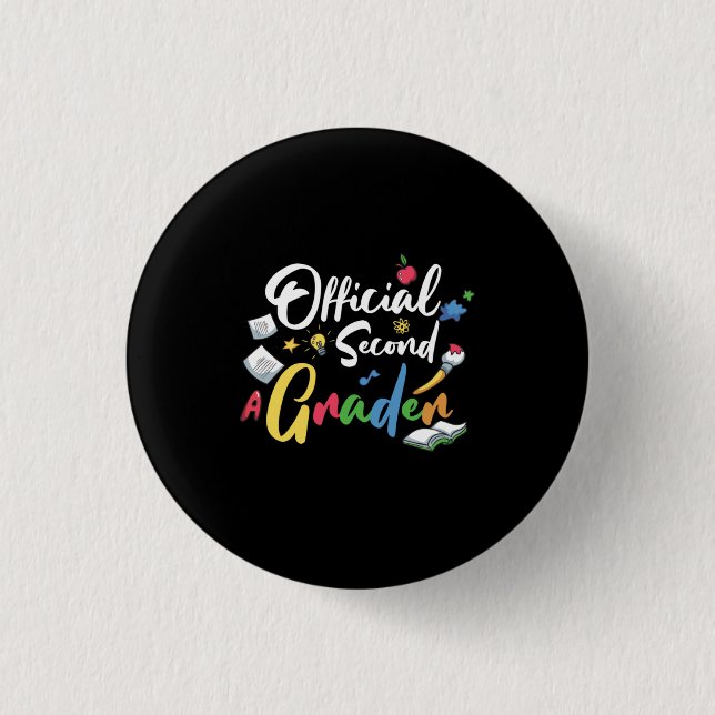 2nd Grade Teacher Official Second Grader 1 Inch Round Button (Front)