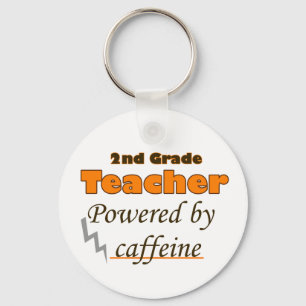 2nd Grade Teacher Powered by caffeine Keychain