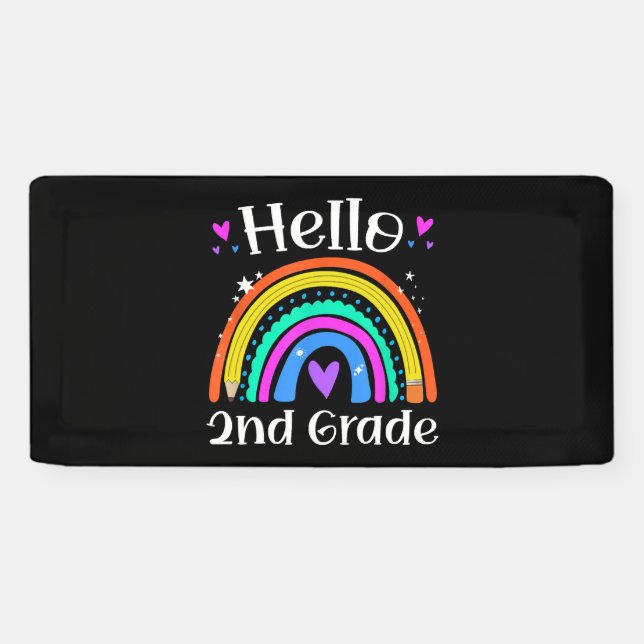 2nd Grade Teacher Rainbow Grade Back To School Banner (Horizontal)