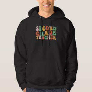 2nd Grade Teacher Retro Groovy Vintage First Day O Hoodie