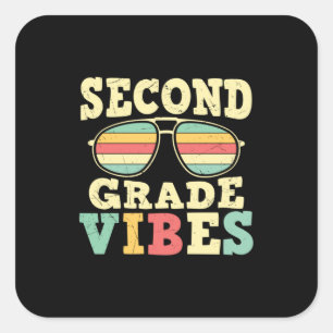 2nd Grade Teacher Second Grade Vibes Square Sticker