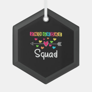 2nd grade Teacher Shirts School Team Second Grade Glass Ornament