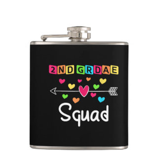 2nd grade Teacher Shirts School Team Second Grade Hip Flask