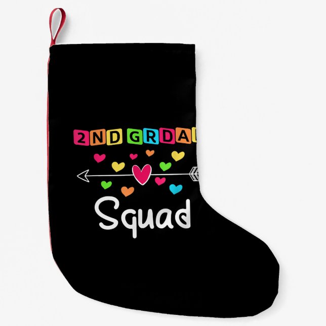 2nd grade Teacher Shirts School Team Second Grade Small Christmas Stocking (Front)