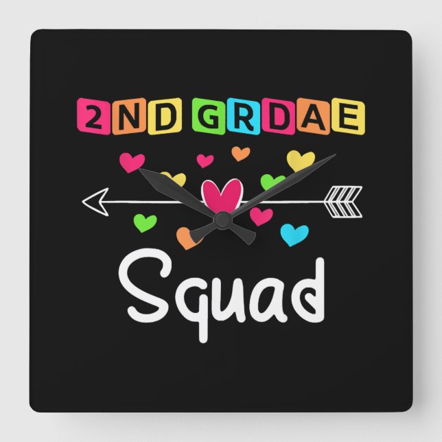 2nd grade Teacher Shirts School Team Second Grade Square Wall Clock (Front)