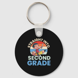 2nd Grade Teacher Straight Into Second Grade Keychain