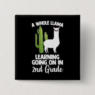 2nd Grade Teacher Student Kids Back To School Llam 2 Inch Square Button