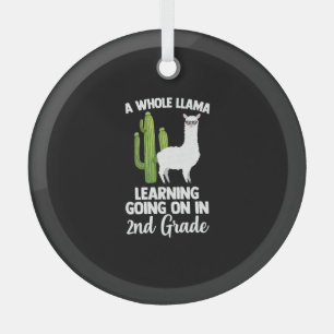 2nd Grade Teacher Student Kids Back To School Llam Glass Ornament