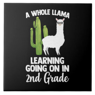 2nd Grade Teacher Student Kids Back To School Llam Tile