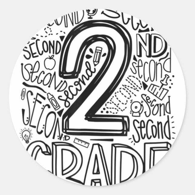 2nd Grade Typography Team Second Grade Back To Sch Classic Round Sticker (Front)