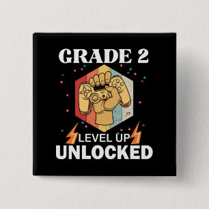 2nd Grade Unlocked Level Up Back To School First 2 Inch Square Button