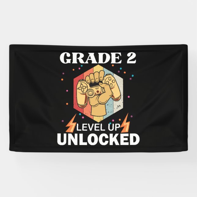 2nd Grade Unlocked Level Up Back To School First Banner (Horizontal)
