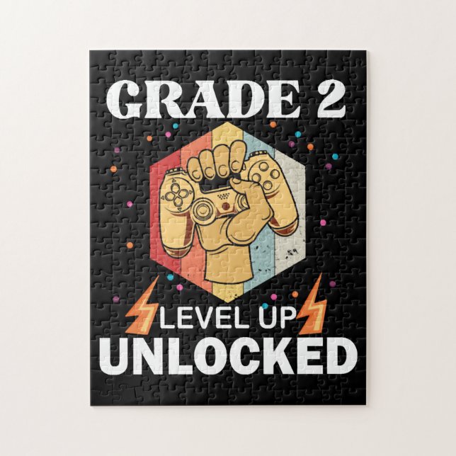 2nd Grade Unlocked Level Up Back To School First Jigsaw Puzzle (Vertical)