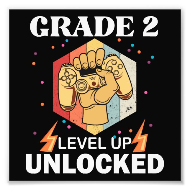 2nd Grade Unlocked Level Up Back To School First Photo Print (Front)