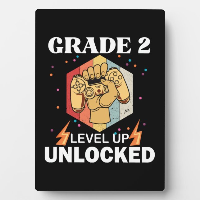 2nd Grade Unlocked Level Up Back To School First Plaque (Front)