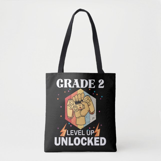 2nd Grade Unlocked Level Up Back To School First Tote Bag (Front)