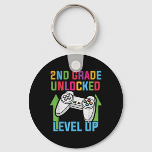 2nd Grade Unlocked Level Up Video Gamer Boys Back Keychain