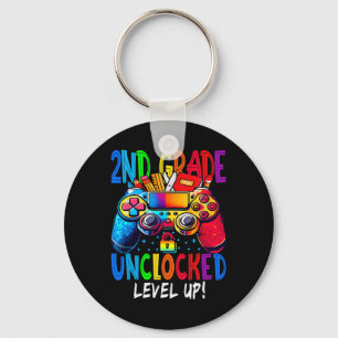 2nd Grade Unlocked Level Up Video Gamer Ck To Scho Keychain