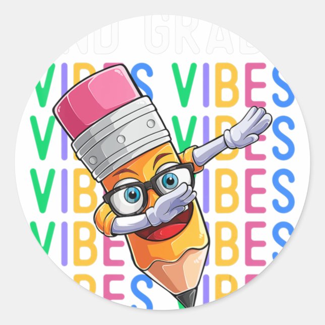 2nd Grade Vibes Back to School Boys Teachers 2nd G Classic Round Sticker (Front)