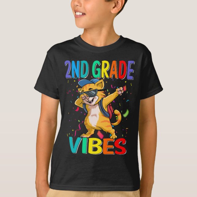 2nd Grade Vibes Cat Back To School T-Shirt (Front)