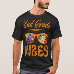 2nd Grade Vibes Cute Tie Die Fall Teacher Paraeduc T-Shirt