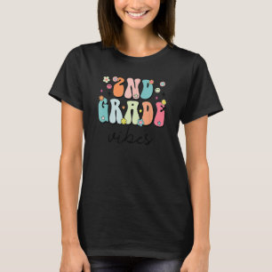2nd Grade Vibes Retro Groovy Women Happy First Day T-Shirt