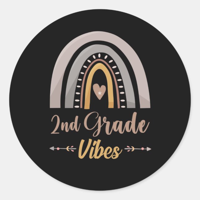 2nd Grade Vibes Second Grade Back to School Classic Round Sticker (Front)