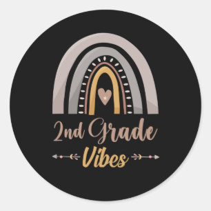 2nd Grade Vibes Second Grade Back to School Classic Round Sticker