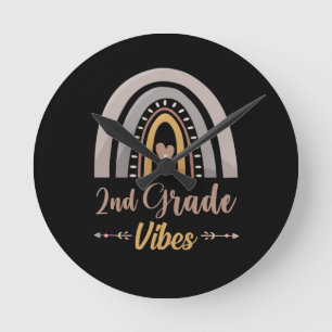 2nd Grade Vibes Second Grade Back to School Round Clock