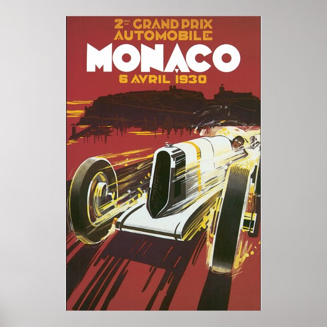 2nd Grand Prix Monaco Vintage Travel Poster (Front)