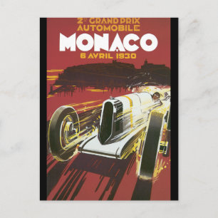 2nd Grand Prix Monaco Vintage Travel Poster Postcard