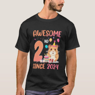 2nd Hamster Theme Birthday Awesome Since 2024 T-Shirt